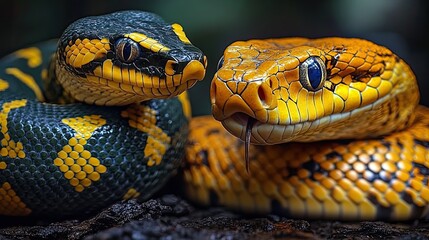 Fototapeta premium python vs javascript a visual comparison with a snake representing python and a js logo for javascript