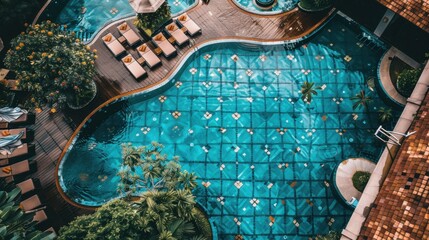 Serene Aerial View of Tranquil Swimming Pool