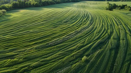 Fototapeta premium Aerial View of Green Crop Fields in Summer