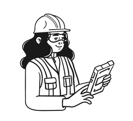 Construction workers character illustrations. People working in building industry.