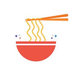 illustration bowl of ramen with chopsticks unique design