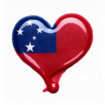 サモアの国旗のハート(Heart from liquid Samoa flag on white.)
