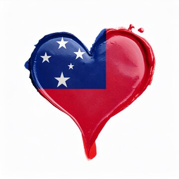 サモアの国旗のハート(Heart from liquid Samoa flag on white.)
