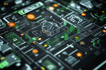 Fototapeta premium Smart Home Automation System: Digital Interface and Technology Concept