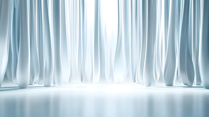Obraz premium Stage with cascading light effects soft blue and white