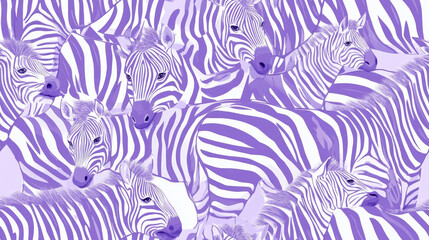 Naklejka premium zebra print seamless patchwork pattern in purple lavender and white illustration animal paint. fashion trendy background for fabric design wallpaper