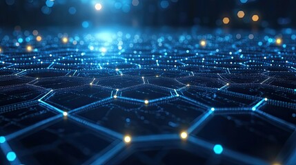 Obraz premium A 3D rendering of a futuristic technology network concept, illustrating the interconnectedness of modern digital systems.