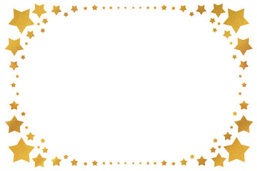星　スター　ゴールドフレーム　素材　飾り　枠　飾り罫　囲み　タイトル　見出し　キャンペーン　キラキラ　ラメ　高級感　エレガント　クラシック　おしゃれ　シンプル　四角　白背景　白バック　透過