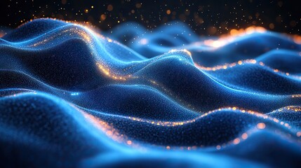 Fototapeta premium A blue wave light gradient texture background abstractly portrays technology and big data, rendered in 3D.