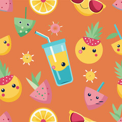 Cheerful Fruits and Summer Vibes Seamless Image