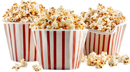 Delicious Striped Popcorn Bags Filled With Buttery Popcorn Kernels Generative AI