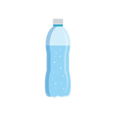 Vector illustration of clean water plastic bottle. Clean water drinking mineral icon or emblem, bottled water for coolers distribution service vector symbol plastic water bottle advertising