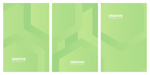 Three light green abstract designs with overlapping shapes.