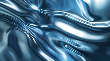 Abstract Fluid Metal Wave Motion - a captivating and modern visual. The fluid metal waves create a dynamic and elegant scene with striking lighting effects.