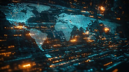 Fototapeta premium A conceptual overview of global computing and programming, showcasing the interconnectedness of technology worldwide.