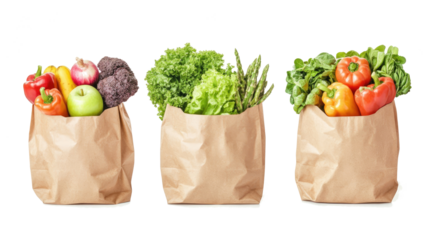 Fresh Groceries Packed in Paper Bags Ready for Shopping Generative AI