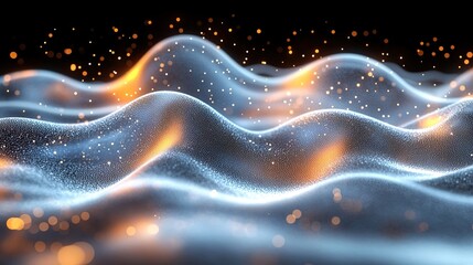 A digital abstract background of white and gray wave lights symbolizing big data and technology concepts.