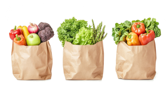 Fresh Groceries Packed in Paper Bags Ready for Shopping Generative AI