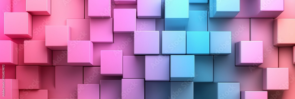 Poster abstract background with pastel color blocks in the form of cubes