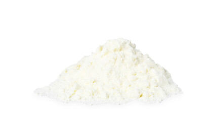 Pile of protein powder isolated on white
