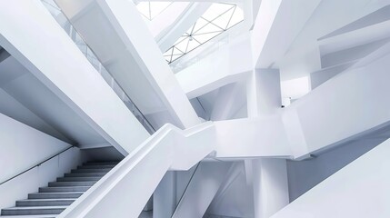 White Abstract Geometric Architecture - a captivating and modern indoor scene. The geometric shapes create an engaging and stylish atmosphere.