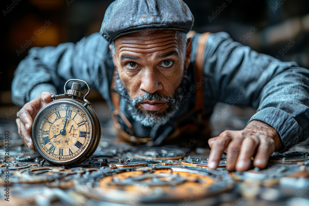 Poster a worker setting clear boundaries between work hours and personal time, symbolizing the importance o