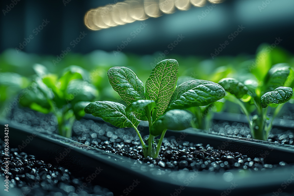 Poster a start-up developing bioengineered crops to produce more with fewer resources, emphasizing sustaina