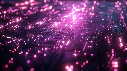 Obraz premium A futuristic background with purple technology patterns, showcasing AI-generated visuals for a high-tech aesthetic.