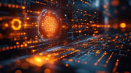 A futuristic concept of medical technology with digital healthcare networks on a modern virtual screen.