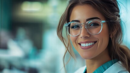 Fototapeta premium professional doctor in safety uniform, with clear glasses,