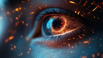 A futuristic technology interface showcasing retinal recognition, highlighting the integration of biometric advancements in digital security.