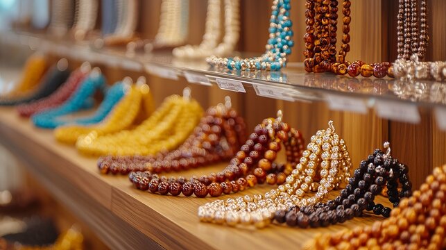 High-End Spiritual Goods Store with Various Premium Prayer Beads and Malas