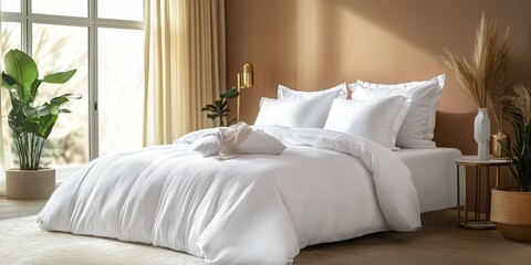 Luxurious Bedroom with High-Thread-Count Sheets and Plush Pillows