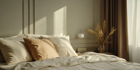 Luxurious Bedroom with High-Thread-Count Sheets and Plush Pillows