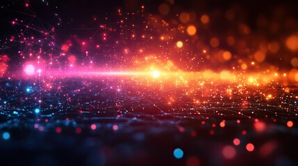 Obraz premium A geometric and connection system background depicts high-tech technology, integrating digital data and abstract visuals for a futuristic look.