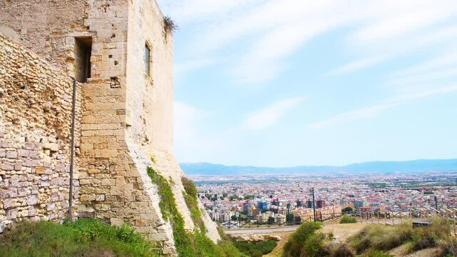 Castle of San Michele or Castello di San Michele in Cagliari, Sardinia Italy with cityscape view on capital of Sardinian island