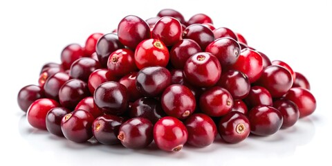 Fototapeta premium Cranberries in extreme close-up on white surface