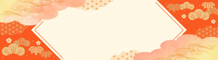 和風フレーム　正月タイトル背景