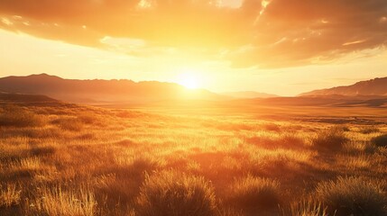 Obraz premium Golden Sunrise over Serene Landscape