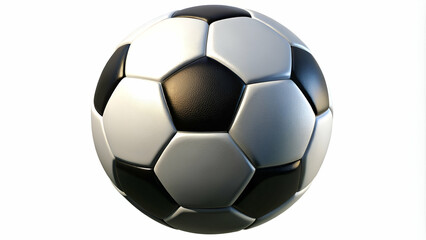 Naklejka premium A classic soccer ball with black and white panels, isolated on a white background