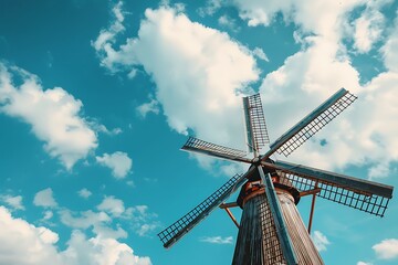 windmill in the sky and stormy sky