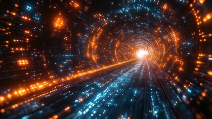 Fototapeta premium A high-speed technology concept with abstract motion blur, illustrating the rapid advancements and futuristic perspectives of digital innovation.