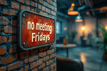 A company implementing "no meeting Fridays" to reduce employee stress, reflecting new approaches to workplace productivity. Concept of reducing workplace stress.