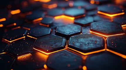 Obraz premium A high-tech light background features a hexagonal cellular structure, representing futuristic technology with a textured 3D design.
