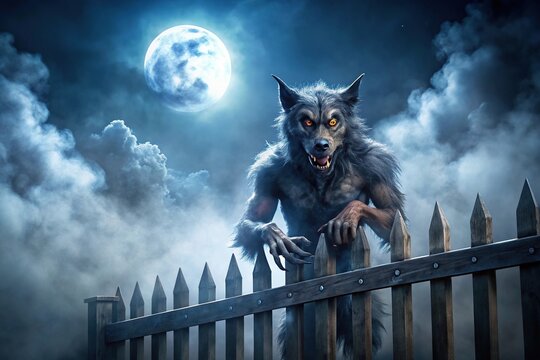 Cryptid looking over fence on foggy night