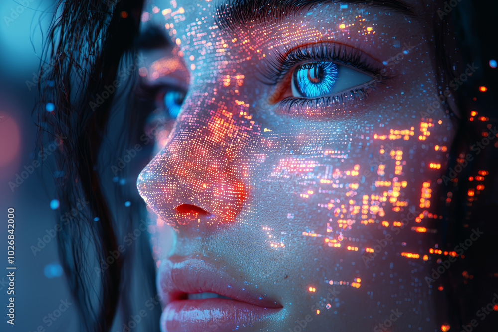 Aufkleber an ai model analyzing social media data to identify trends and consumer sentiment. concept of ai in 