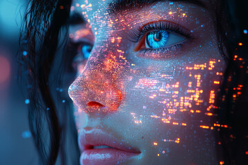 An AI model analyzing social media data to identify trends and consumer sentiment. Concept of AI in marketing.