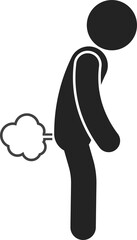 Isolated pictogram sign man farting, gas, body odor is prohibition safety icon