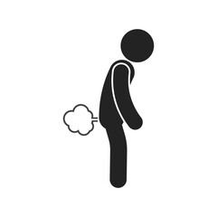 Isolated pictogram sign man farting, gas, body odor is prohibition safety icon