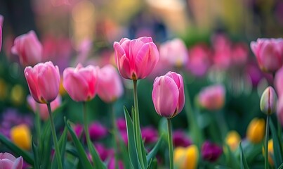Fototapeta premium Tulips. Beautiful bouquet of tulips. colorful tulips. tulips in spring.
